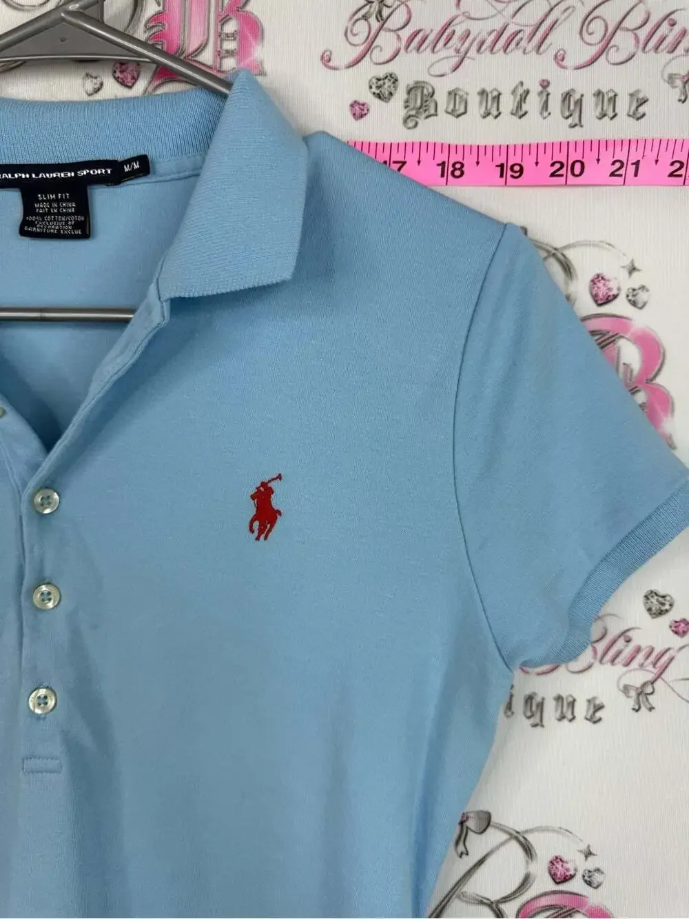 Ralph Lauren sport polo tshirt Light Blue Polo with Red Pony Embroidery